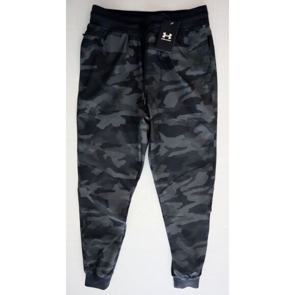 Under Armour 1379663 Men Sz S Black Camo UA Sportstyle Elite Print Joggers - Picture 1 of 10